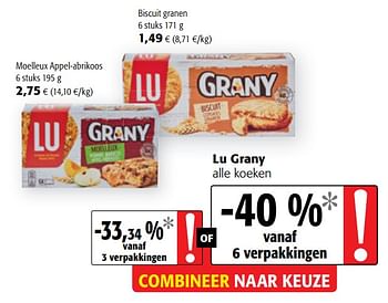 Promoties Lu grany alle koeken - Lu - Geldig van 05/05/2021 tot 18/05/2021 bij Colruyt