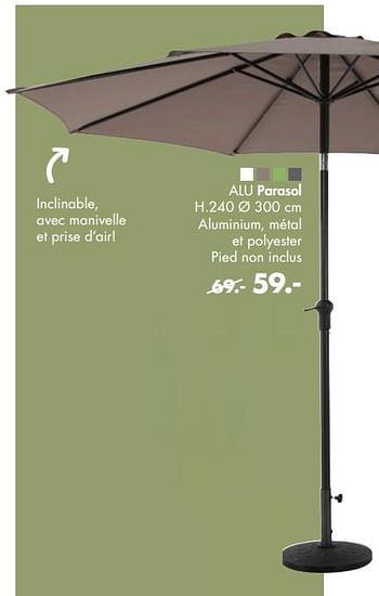 Promotions Alu parasol - Produit maison - Casa - Valide de 03/05/2021 à 13/06/2021 chez Casa