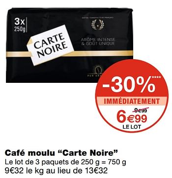 Promotions Café moulu carte noire - CarteNoire - Valide de 05/05/2021 à 23/05/2021 chez MonoPrix