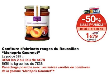 Promoties Confiture d`abricots rouges du roussillon monoprix gourmet - Huismerk - MonoPrix - Geldig van 05/05/2021 tot 23/05/2021 bij MonoPrix