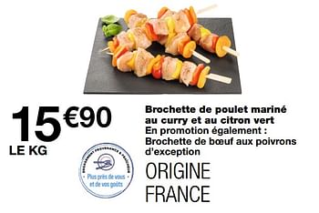Promotions Brochette de poulet mariné au curry et au citron vert - Produit Maison - MonoPrix - Valide de 05/05/2021 à 23/05/2021 chez MonoPrix