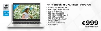 Promoties Hp probook 450 g7 intel i5-10210u - HP - Geldig van 04/05/2021 tot 31/05/2021 bij Compudeals
