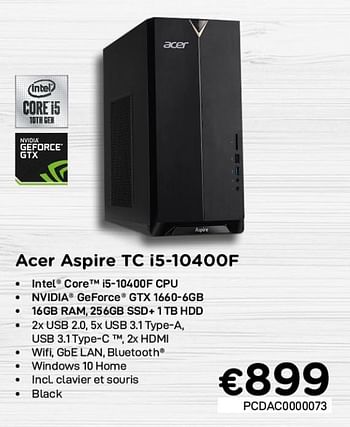 Promotions Acer aspire tc i5-10400f - Acer - Valide de 04/05/2021 à 31/05/2021 chez Compudeals