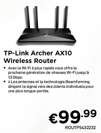 Promoties Tp-link archer ax10 wireless router - TP-LINK - Geldig van 04/05/2021 tot 31/05/2021 bij Compudeals