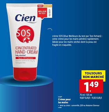 Promotions Crème pour les mains - Cien - Valide de 10/05/2021 à 15/05/2021 chez Lidl