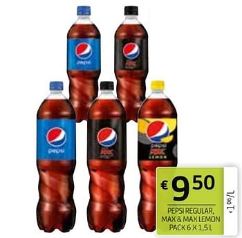 Promoties Pepsi regular max + max lemon - Pepsi - Geldig van 07/05/2021 tot 20/05/2021 bij BelBev