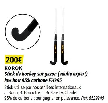 Promoties Stick de hockey sur gazon low bow 95% carbone fh995 - KOROK - Geldig van 01/05/2021 tot 31/12/2021 bij Decathlon