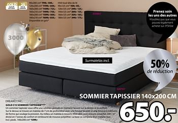 Promotions Gold c15 sommier tapissier - DreamZone - Valide de 03/05/2021 à 16/05/2021 chez Jysk