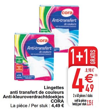Promoties Lingettes anti transfert de couleurs anti-kleuroverdrachtdoekjes cora - Huismerk - Cora - Geldig van 11/05/2021 tot 17/05/2021 bij Cora