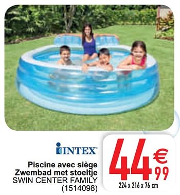 Promotions Piscine avec siège zwembad met stoeltje swin center family - Intex - Valide de 11/05/2021 à 22/05/2021 chez Cora