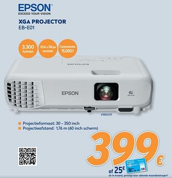 Promoties Epson xga projector eb-e01 - Epson - Geldig van 10/05/2021 tot 06/06/2021 bij Krefel