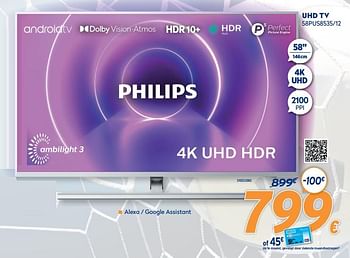 Promoties Philips uhd tv 58pus8535-12 - Philips - Geldig van 10/05/2021 tot 06/06/2021 bij Krefel