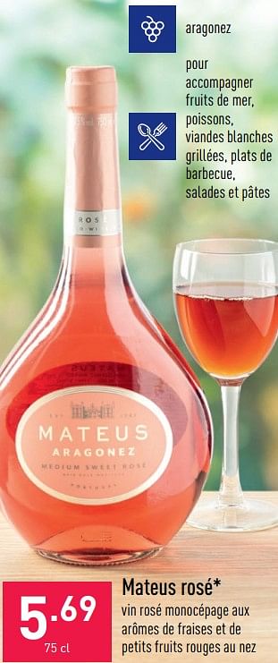 Promotions Mateus rosé - Vins rosé - Valide de 14/05/2021 à 21/05/2021 chez Aldi