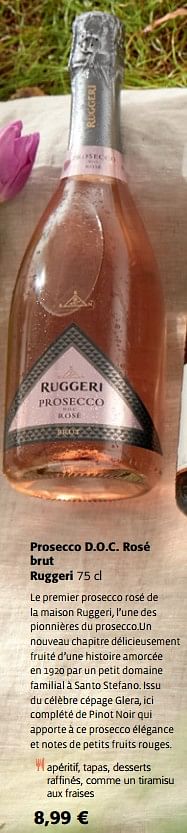Promotions Prosecco d.o.c. rosé brut ruggeri - Mousseux - Valide de 05/05/2021 à 18/05/2021 chez Colruyt