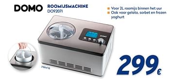 Promoties Domo roomijsmachine do9207i - Domo elektro - Geldig van 10/05/2021 tot 06/06/2021 bij Krefel