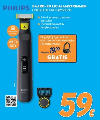 Promoties Philips baard- en lichaamstrimmer oneblade pro qp6530-15 - Philips - Geldig van 10/05/2021 tot 06/06/2021 bij Krefel
