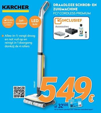 Promoties Kärcher draadloze schrob- en zuigmachine fc7 cordless premium - Kärcher - Geldig van 10/05/2021 tot 06/06/2021 bij Krefel
