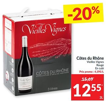Promotions Côtes du rhône vieilles vignes rouge - Vins rouges - Valide de 11/05/2021 à 16/05/2021 chez Intermarche