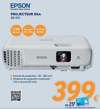 Promotions Epson projecteur xga eb-e01 - Epson - Valide de 10/05/2021 à 06/06/2021 chez Krefel