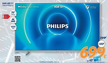 Promotions Philips uhd led tv 70pus7555-12 - Philips - Valide de 10/05/2021 à 06/06/2021 chez Krefel
