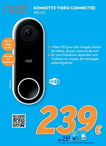 Promotions Nest sonnette vidéo connectée hello - Nest - Valide de 10/05/2021 à 06/06/2021 chez Krefel