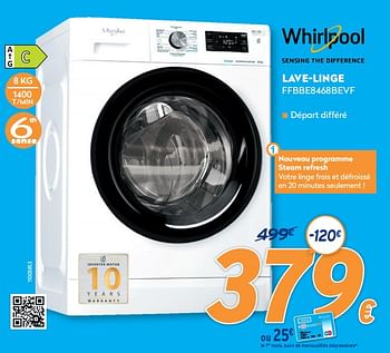 Promotions Whirlpool lave-linge ffbbe8468bevf - Whirlpool - Valide de 10/05/2021 à 06/06/2021 chez Krefel