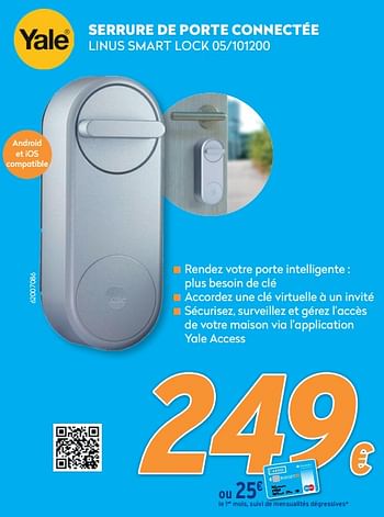 Promotions Yale serrure de porte connectée linus smart lock 05-101200 - Yale - Valide de 10/05/2021 à 06/06/2021 chez Krefel