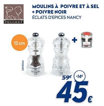 Promotions Moulins à poivre et à sel + poivre noir éclats d`epices nancy - Peugeot - Valide de 10/05/2021 à 06/06/2021 chez Krefel