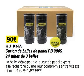 Promotions Kuikma carton de balles de padel pb 990s - Produit maison - Decathlon - Valide de 01/05/2021 à 31/12/2021 chez Decathlon