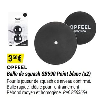 Promotions Opfeel balle de squash sb590 point blanc - Produit maison - Decathlon - Valide de 01/05/2021 à 31/12/2021 chez Decathlon