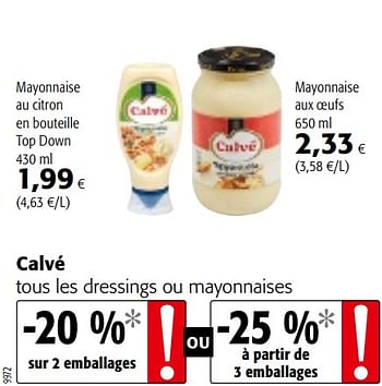 Promotions Calvé tous les dressings ou mayonnaises - Calve - Valide de 05/05/2021 à 18/05/2021 chez Colruyt
