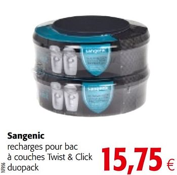 Promotions Sangenic recharges pour bac à couches twist + click duopack - Sangenic - Valide de 05/05/2021 à 18/05/2021 chez Colruyt