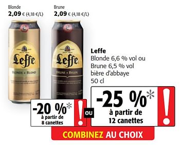 Promotions Leffe blonde ou brune bière d`abbaye - Leffe - Valide de 05/05/2021 à 18/05/2021 chez Colruyt