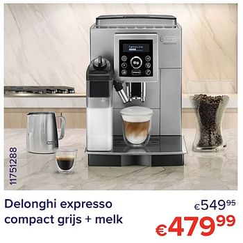 Promoties Delonghi expresso compact grijs + melk - Delonghi - Geldig van 01/05/2021 tot 31/05/2021 bij Euro Shop