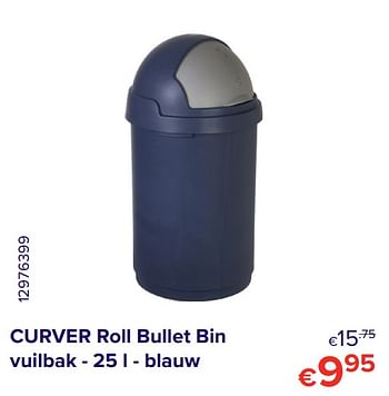 Promoties Curver roll bullet bin vuilbak - 25 l - blauw - Curver - Geldig van 01/05/2021 tot 31/05/2021 bij Euro Shop