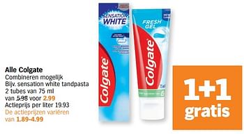 Promotions Sensation white tandpasta - Colgate - Valide de 10/05/2021 à 16/05/2021 chez Albert Heijn
