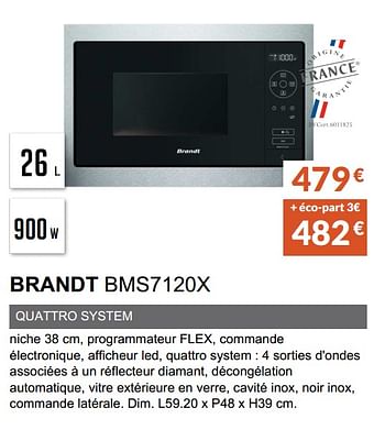Promotions Micro-ondes brandt bms7120x - Brandt - Valide de 30/04/2021 à 30/09/2021 chez Copra