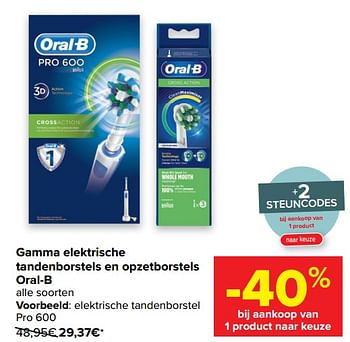 Promotions Elektrische tandenborstel pro 600 - Oral-B - Valide de 12/05/2021 à 24/05/2021 chez Carrefour