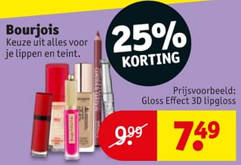 Promoties Gloss effect 3d lipgloss - Bourjois - Geldig van 11/05/2021 tot 16/05/2021 bij Kruidvat