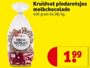 Promotions Kruidvat pindarotsjes melkchocolade - Produit maison - Kruidvat - Valide de 11/05/2021 à 16/05/2021 chez Kruidvat
