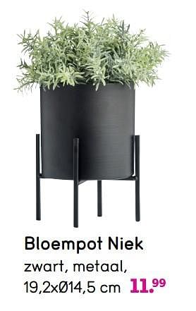 Promotions Bloempot niek - Produit maison - Leen Bakker - Valide de 10/05/2021 à 06/06/2021 chez Leen Bakker