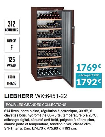 Promotions Cave à vin liebherr wkt6451-22 - Liebherr - Valide de 30/04/2021 à 30/09/2021 chez Copra