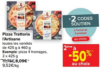 Promotions Pizza 4 fromages - L'Artisane - Valide de 12/05/2021 à 24/05/2021 chez Carrefour