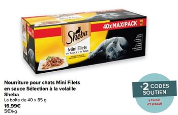Promotions Nourriture pour chats mini filets en sauce sélection à la volaille sheba - Sheba - Valide de 12/05/2021 à 24/05/2021 chez Carrefour