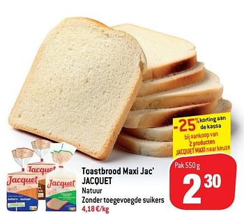 Promoties Toastbrood maxi jac` jacquet - Jacquet - Geldig van 12/05/2021 tot 18/05/2021 bij Match