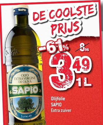 Promoties Olijfolie sapio - Sapio - Geldig van 12/05/2021 tot 18/05/2021 bij Smatch