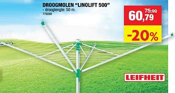 Promoties Droogmolen linolift 500 - Leifheit - Geldig van 12/05/2021 tot 23/05/2021 bij Hubo