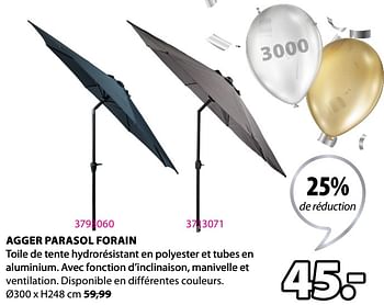 Promotions Agger parasol forain - Produit Maison - Jysk - Valide de 10/05/2021 à 24/05/2021 chez Jysk