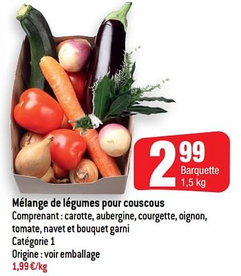 Promotions Mélange de légumes pour couscous - Produit Maison - Smatch - Valide de 12/05/2021 à 18/05/2021 chez Smatch