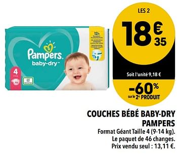 Promoties Couches bébé baby-dry pampers - Pampers - Geldig van 11/05/2021 tot 17/05/2021 bij Supeco